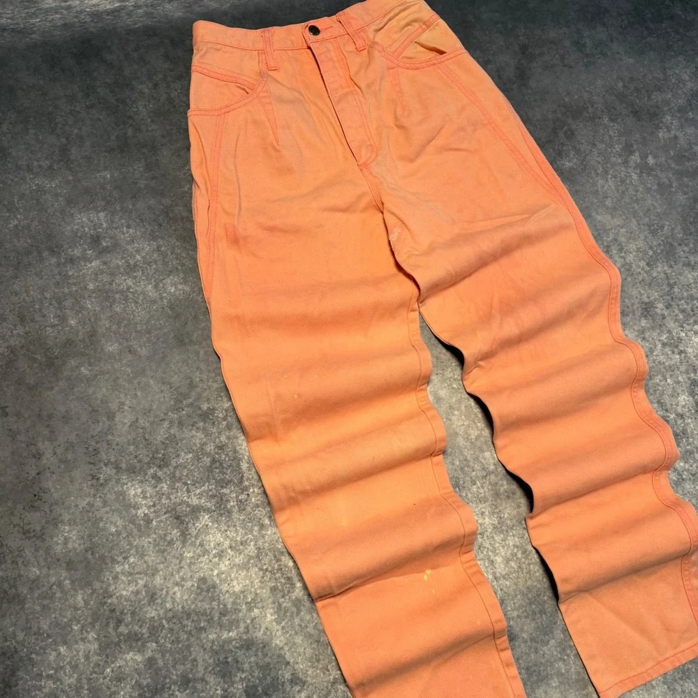Vintage Wrangler 80s High Rise Western Tapered Jeans Peach Orange Women Size 7/8 - Picture 9 of 11